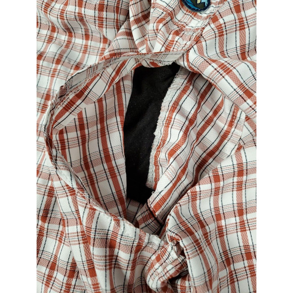 Wrangler Outdoor Mens Button Up Shirt Vented Utility Orange Plaid Size 2XT - Picture 8 of 13